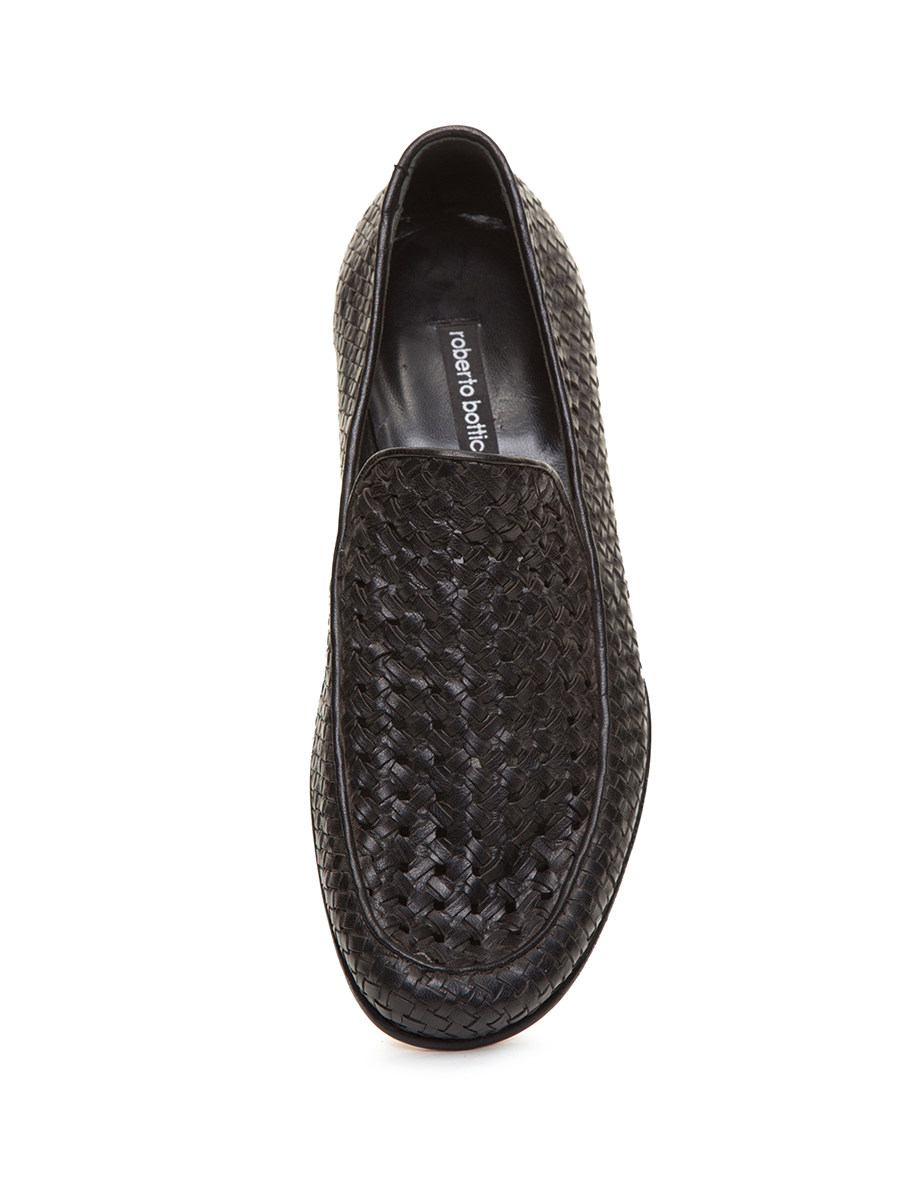 roberto botticelli 深棕色编织设计驾驶鞋