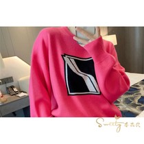 we11done 21 Early autumn new square Tetris logo jacquard knit sweater female real pat