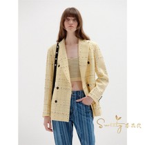 EENK Korea 21 autumn winter new casual spots Grow double-row buttoned up Body Tattooed Suit Jacket Women Dress