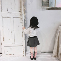 2022 Spring models Han version of girls Baise dress Childrens baby cotton semi-body short dress Academy Wind Black Grey Skirt