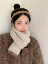 Cence Kaer Autumn Winter New Warm Scarves Women Knit Wool Thread 100 Hitch to knock on good-looking oat rice round neck