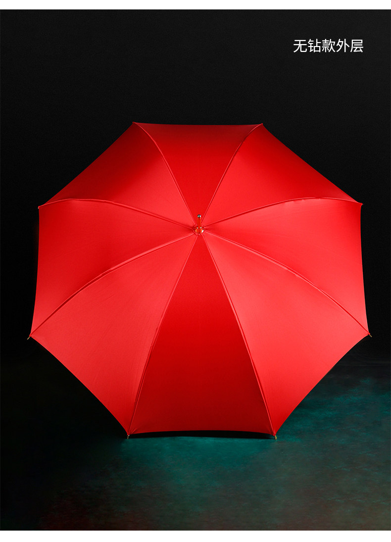 danmunier 婚庆结婚伞长柄新娘伞喜庆大红色雨伞纯色出嫁伞婚礼伞