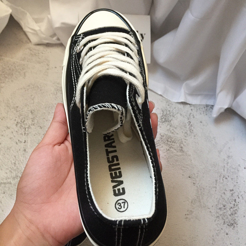 林先森经典款evenstar自留白色低帮帆布鞋百搭板鞋布鞋复古男女情侣鞋