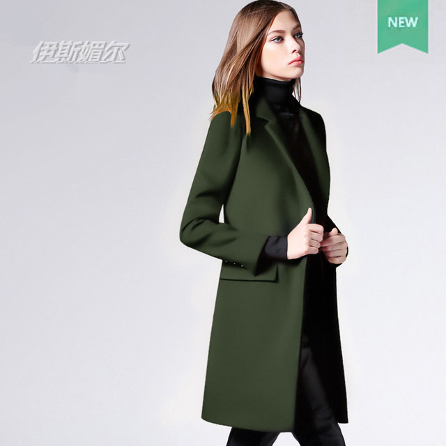 Workwear coat woolen coat women's mid-length 2024 spring black cotton thickened woolen slim professional wear