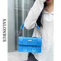 SALONBUS Klein Blue Bag Woman Summer 2022 New Small Leather Braided Chain Small Square Bag