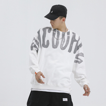 DUMB spring national trend letter printing loose round pullover sweater mens trend casual street hip-hop top