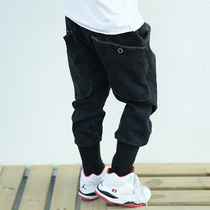 Boy big diagonal pocket denim stretch pants Spring and Autumn New Korean version of Joker Haren pants little boy handsome dad pants