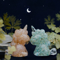 Meet your luck) Unicorn cat rabbit bedroom station good luck ornaments crystal resin