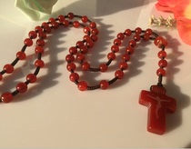 Fine natural Agate Virgin seven bitter five end Rosary Long Rosary Cross necklace pendant Jewelry gift