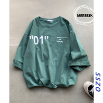 sszo short-sleeved T-shirt mens trendy brand fashion summer dress Korean loose harbor wind ins wild Half sleeve