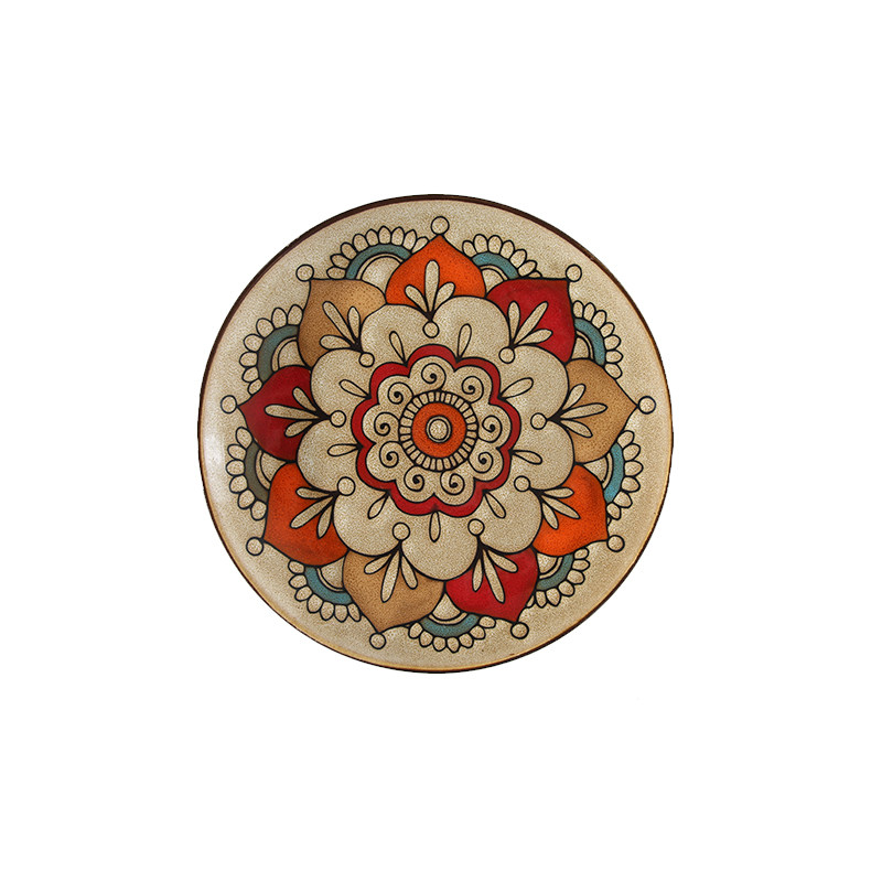 釉下手绘圆盘陶瓷盘子 个性家用菜盘创意牛排盘西餐盘点心盘挂盘