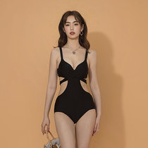 Korea ins and American sexy tennis red wind swimsuit black belly covered with sexy bubble hot spring holiday swimsuit woman
