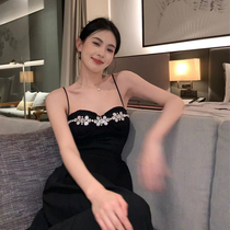 Net red with the same style desire wind high-end three-dimensional flowers with diamonds triangular one-piece skirt bathing hot spring vacation swimsuit women