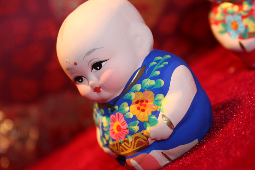 无锡泥人阿福阿喜花开富贵精致款特色手工艺品礼品礼物纪念2015