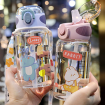 Cup female cute girl with straw glass Net red suction tube Cup ins Wind high color value heat-resistant student water Cup