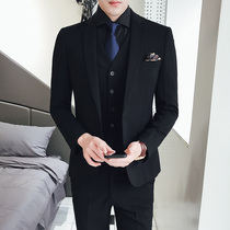 2021 summer handsome suit mens suit Young students slim fit suit casual Korean version of the trend three-piece suit