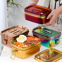 304 stainless steel lunch box middle school students portable lunch box office worker lunch double layer portable lunch box 1 5L