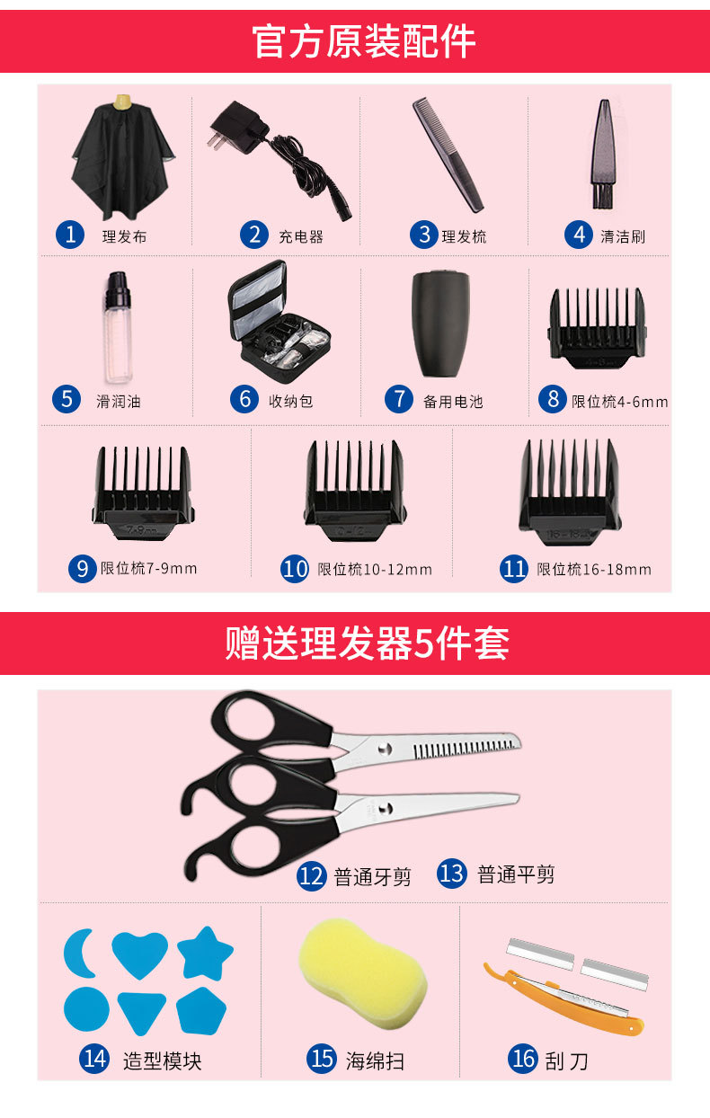 飞科理发器理发工具套装家庭装全套电剪推家用电剪刀充电式电推剪_7折