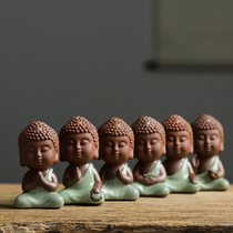 Brother kiln Small Tathagata tea pet boutique can raise creative Purple Sand Cute Buddha tea table decoration Tea player house Tea art ornaments