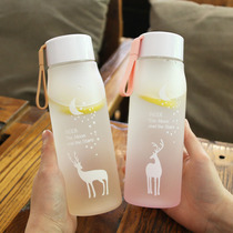 Creative frosted plastic cup portable simple mens and womens hand Cup summer sports childrens Cup cartoon cute kettle