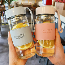 Korean crown net red glass Small portable water cup Girl cute fresh cup Creative high face value summer