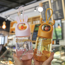 Simple creative summer childrens plastic cup Cute female water cup Portable anti-drop seal personality handle handy cup