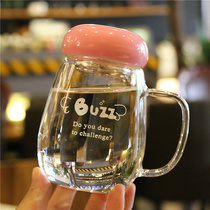 Creative flower tea cup large capacity transparent glass cup heat resistant tea compartment handle water cup with lid spoon breakfast cup milk cup