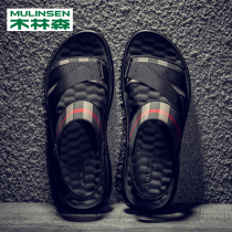 Mulinsen sandals mens summer outer wear summer high-end fashion slippers to drive light and deodorant dual-use beach shoes