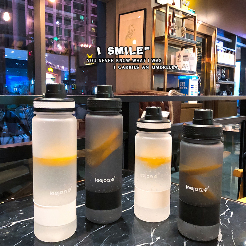 student military training water cup men's and women's simple large capacity fitness exercise scale water bottle creativity with cover frosted handy cup