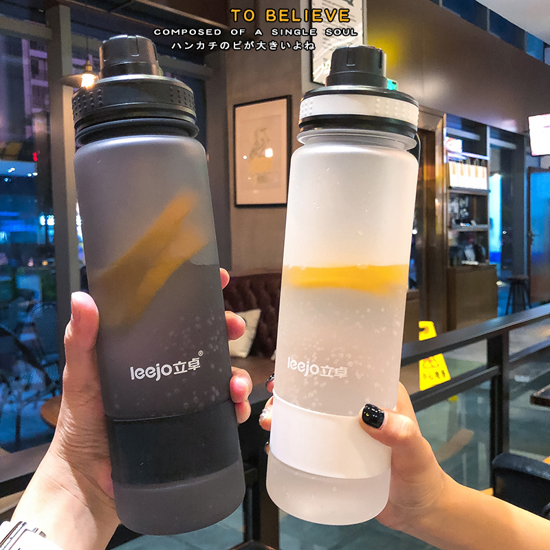 student military training water cup men's and women's simple large capacity fitness exercise scale water bottle creativity with cover frosted handy cup