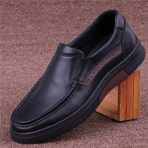 Foreign Trade Casual Leather Shoes Mens Spring Autumn Genuine Leather Mens Shoes Head Layer Bull Leather Sloth Shoes Non-slip Soft Bottom Casual Dad Leather Shoes