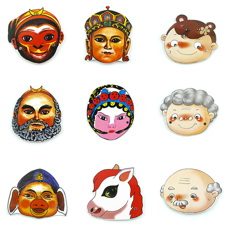 journey to the west character headgear, children's performance props, monkey king three dozen white bone spirits stage performance animal face.