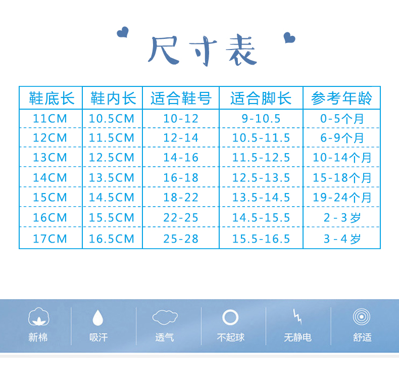 儿童袜子尺码表图片图片