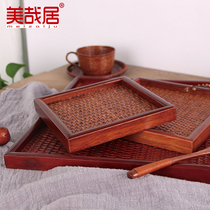 Bamboo Wood Toasted Tea Tray Wood Square Tea Tray Bread Pan Snack Fruit Dish Snack Dish dinner