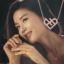 Legend of the blue sea Quan Zhixian heart-shaped diamond necklace female sterling silver choker heart love pendant