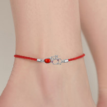 Bull Year Ben Life Red Rope Foot Chain Woman 2021 New pure silver Bull Bull Lovers Footrope Duozodiac Gift Men