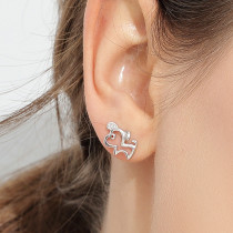 Puppy this year earrings female temperament 925 silver Korean simple personality Joker creative Net Red Dog year small earrings