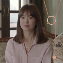 Descendants of the Sun same necklace female sterling silver Song Hye Kyo long sweater chain 2021 new simple Joker tide