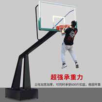 Mobile basketball stand outdoor adult buried school competition standard floor-standing outdoor home training blue ball rack