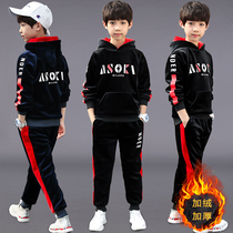 Boys plus suit fall and winter dress 2022 new winter children gold velvet handsome sports boys in the big child tide