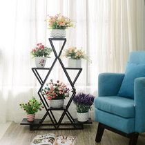 American Countryside Multi-Basin Iron Art Floor Flower Shelf Brevity Retro Contained Shelf Living Room Flower Shelf Multilayer Flowers A Few Flowers