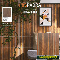 HXSpaDRA exit wood grain large long strip ceramic mosaic twilight palm tile balcony bathroom tile