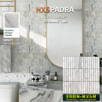HXSPADRA Natural Marble Small Long-Strip Mosaic Tile Gray Background Wall Toilet Toilet Toilet