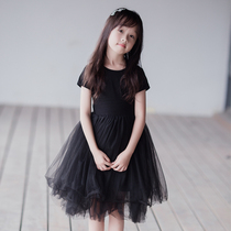 Girls' dress Summer Yanqi European-American children's dress black dinner party dress princess dress