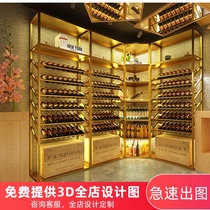 Wine cabinet display rack Commercial wine cabinet display cabinet Floor-to-ceiling winery wine rack Oblique iron wine rack display rack