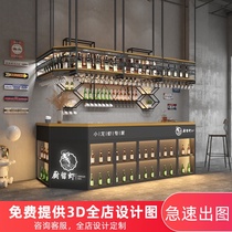 Industrial wind cashier Wrought iron bar cabinet Commercial small front desk cabinet Shop front desk Corner bar bar bar
