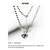 (APOM) rock sweetheart 925 silver niche Y2K irregular love pendant necklace sweet and spicy personality