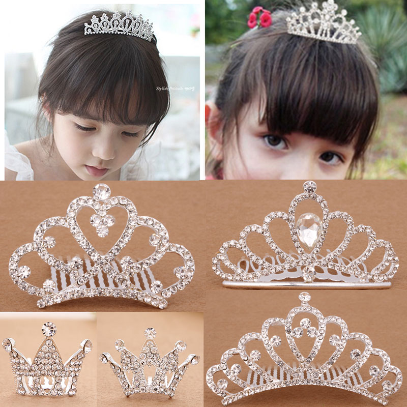 Korean Version Crown Headwear Child Hair Stirrup Princess Performance Hair Dressing Water Drill Girl Baby Comb Little Girl Hair Clip