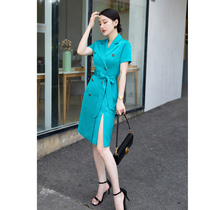 Zhang Niann customized Ladyboss fashion summer suit dress with slim double-row buckle professional dress dress