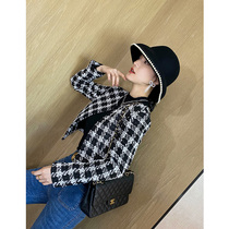 Houndstooth wool blazer 2021 spring fashion three-piece warm cashmere sweater fashion skinny jeans
